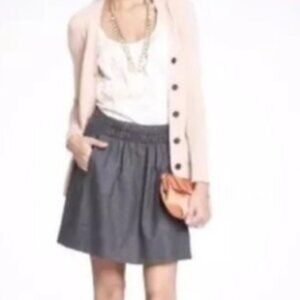 J. Crew Shirred Wool Mini Skirt in Charcoal Gray - 12